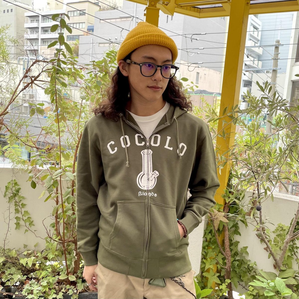 画像7: OG BONG ZIP HOODIE(OLIVE） (7)