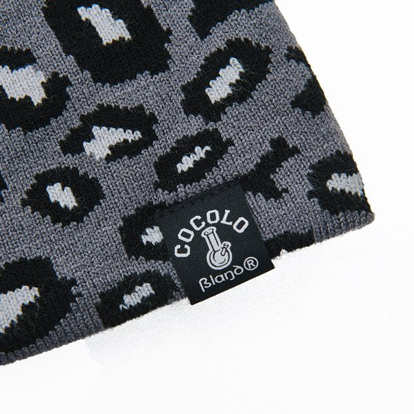 LEOPARD BEANIE(GRAY/BLACK) - COCOLOBLAND WEB STORE