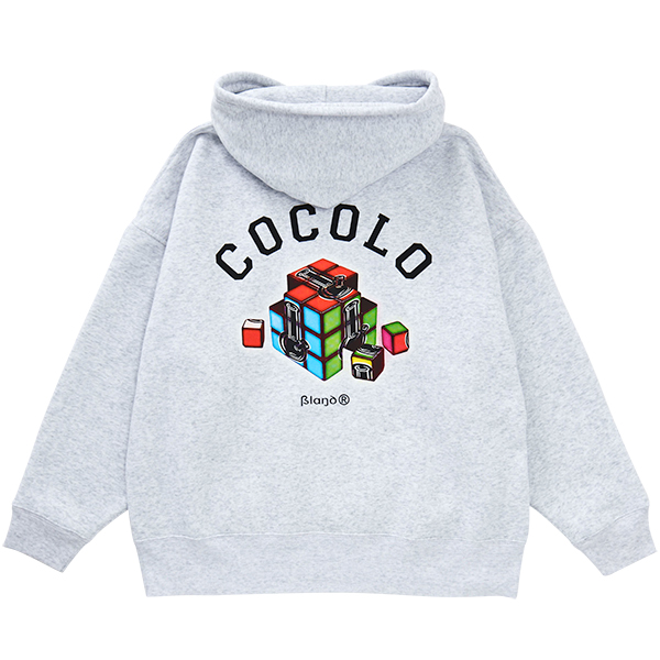 CUBE BONG WIDE HOODIE (ASH) - COCOLOBLAND WEB STORE