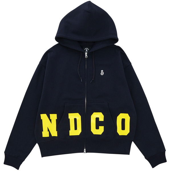 画像1: NAME LOGO BOX ZIP HOODIE(NAVY) (1)