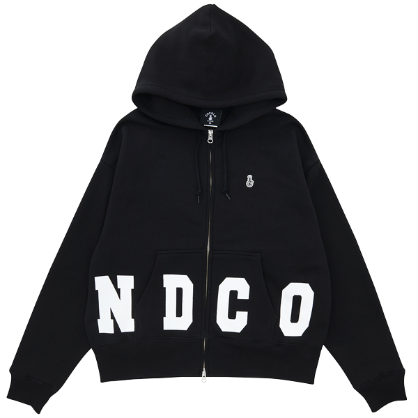 画像1: NAME LOGO BOX ZIP HOODIE(BLACK) (1)